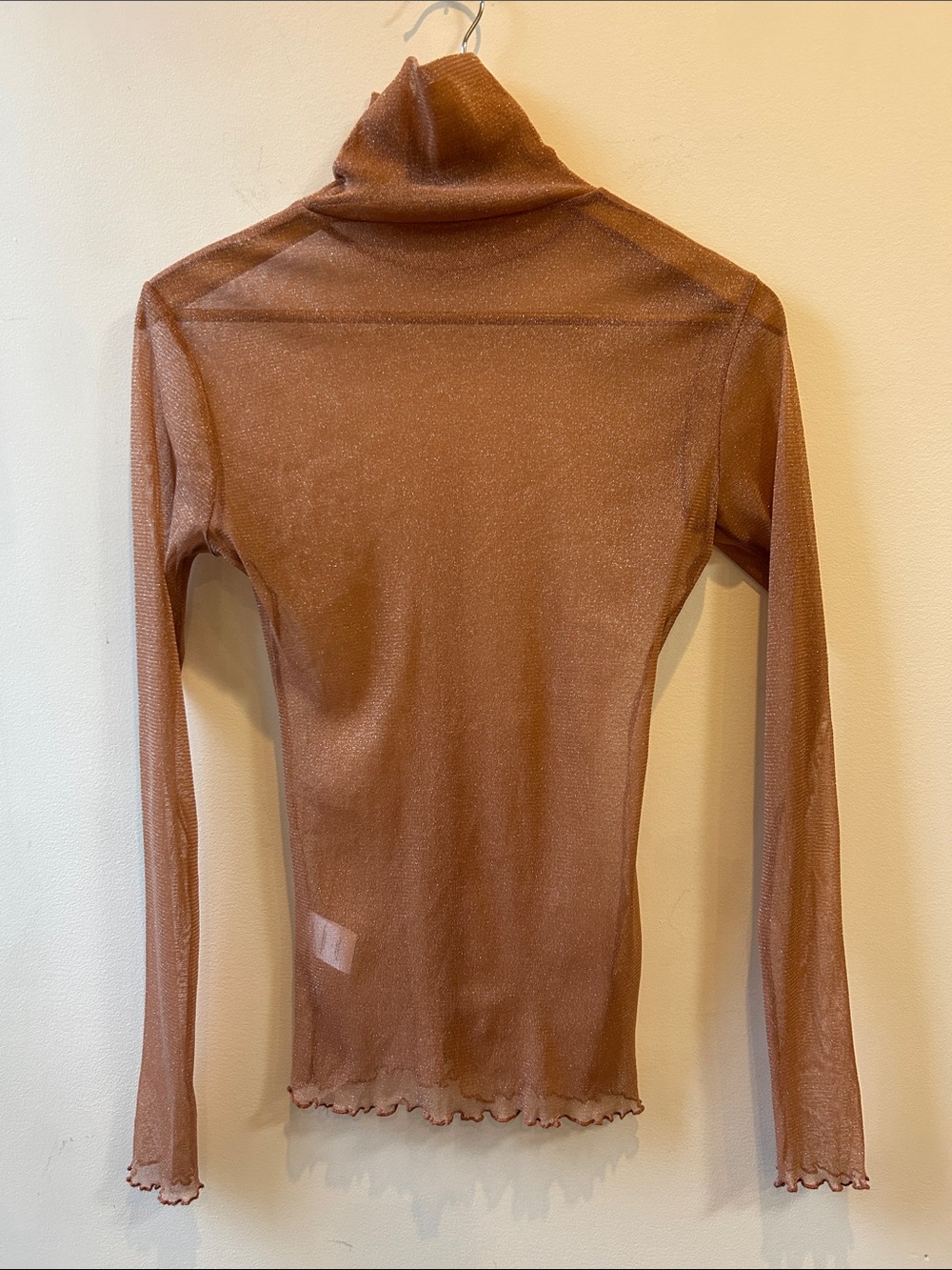 Jonathan Simkhai Shimmery Mesh Turtleneck Top